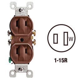 Item 512528, Residential grade duplex outlet for 2-prong plugs, parallel slotted.