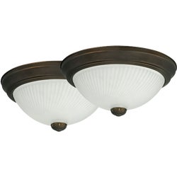 Item 515008, Flush mount ceiling fixture with frosted swirl glass.