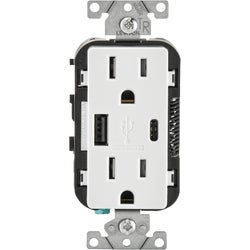 Item 516633, Combination duplex receptacle and USB (Universal Serial Bus) charger.