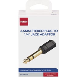 Item 516739, Stereo 1/4-inch plug to 3.5mm jack adapter. Converts a stereo 3.