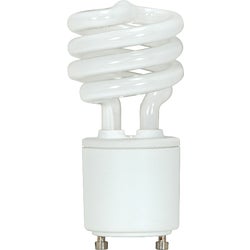 Item 518023, Mini spiral CFL (compact fluorescent) GU24 base light bulb.