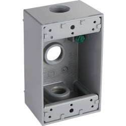 Item 518662, Single gang box with lugs, 2 inches deep with 3 outlets, 1/2-inch NPT (