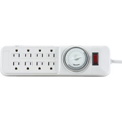 Item 520476, 8-outlet power strip with mechanical timer.