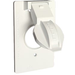 Item 520969, Device-mounted vertical cover for single receptacle, 1.406-inch diameter.