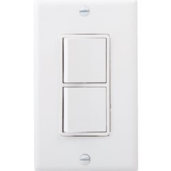 Item 522449, 2 single pole switches with matching frame, wall plate, and screws.