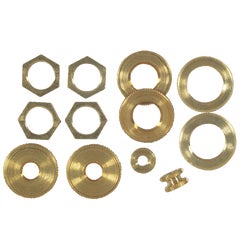 Item 522795, 12 assorted solid brass lock nuts.