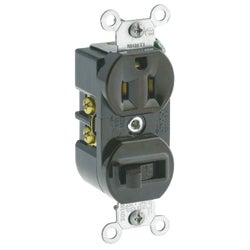 Item 525140, Heavy-duty specification grade single pole switch and grounded outlet 