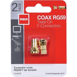 Item 525367, Twist-on F-connector converts bare end coaxial cable.