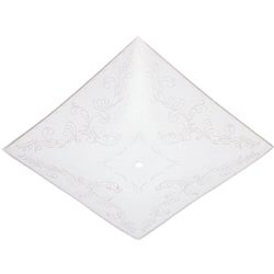Item 525925, White, floral design glass ceiling diffuser.