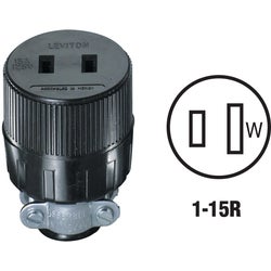 Item 526041, Vinyl round cord connector. Maximum cord diameter 0.437 In. 15A/125V.