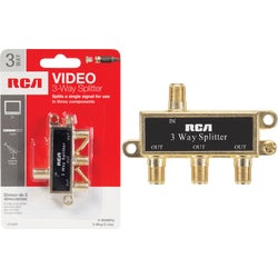 Item 529547, Our 3-way video signal splitter splits a coaxial video signal from cable TV