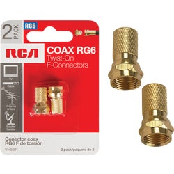 Item 535397, RG twist-on gold-plated F-connectors terminate coaxial cables for custom 