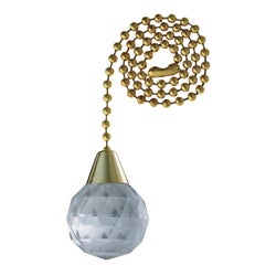 Item 539678, 12-inch polished brass bead pull chain with clear prismatic acrylic sphere 