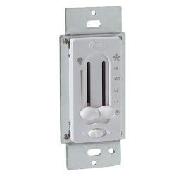 Item 550639, Wall mounted dual slide control with preset provides 4 fan speeds and full 