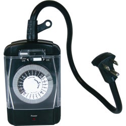 Item 552208, 2-outlet outdoor 24-hour electromechanical timer with 18-inch cord.