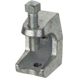 Item 554766, Malleable iron, electroplated finish beam clamp. Base size: 1 In. W.