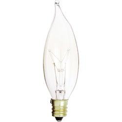 Item 560979, CA8, incandescent turn tip decorative light bulb with candelabra brass base