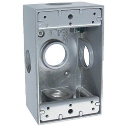 Item 562467, Single gang weatherproof outlet box with lugs.