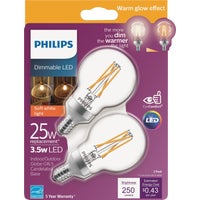 536714 Philips Warm Glow G16.5 Candelabra Dimmable LED Decorative Light Bulb bulb decorative led light