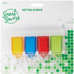 Item 570818, Smart Savers 4-keytag rack. Includes 4 assorted color keytags.