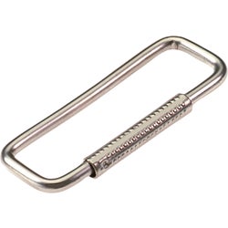 Item 572926, Spring sleeve key ring featuring durable steel construction with a bright 
