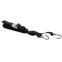 Item 573187, Polyester strap with cadmium-plated J hook. Quick release adjuster. 2 In.