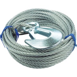 Item 573230, Galvanized 7 x 19 aircraft cable. Heavy-duty galvanized snap hook.