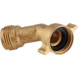 Item 576273, Brass elbow prevents hose kinking and strain, extending hose life.