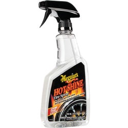 Item 579955, High-gloss hot shine tire spray gives tires a black, wet-look.