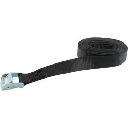 Item 580838, Cam lock style lash strap. Black polyester webbing.