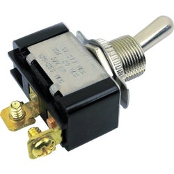 Item 586242, Chrome-plated brass handle toggle switch with mounting stem, and face nut.