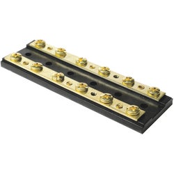 Item 589284, 6-gang terminal block featuring molded plastic base with brass hardware.