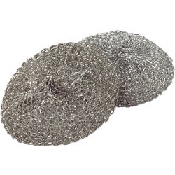 Item 600275, Round woven steel scrubbers. Stainless steel fibers resist rust.