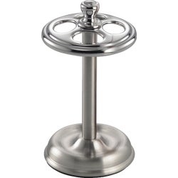Item 600428, Sturdy, chrome finished toothbrush stand is 3.25 In. Dia. x 4 In. H.