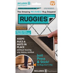 Item 600678, Press and stick Ruggies triangles around edges or corners of any rug or mat