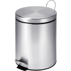Item 601533, Stainless steel step pedal open round wastebasket with removable inner 