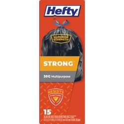 Item 601797, Hefty strong 30 Gal. trash bags are multipurpose.