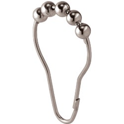 Item 601846, Polished clip shower hooks have 5 smooth operating rollers that allow 