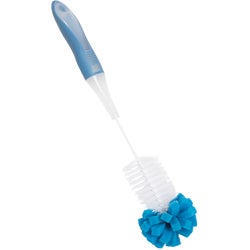 Item 601870, Bottle brush with blue foam head and polypropylene bristles.