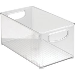 Item 602068, Clear resipreme storage bin with ribbed bottom. Built in handles and feet.