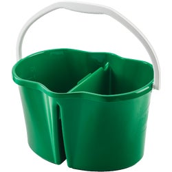 Item 602092, The Libman 4 gal (gallon) Clean and Rinse bucket has a divided middle to 