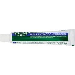 Item 602105, Curad Triple Antibiotic Plus Pain Relief Ointment to help prevent infection