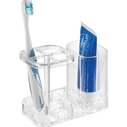 Item 602117, Clear dental center holds up to 4 toothbrushes and 1 tube of toothpaste.
