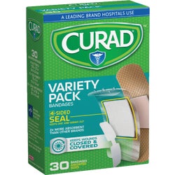 Item 602227, Adhesive bandage protects minor cuts and scrapes, and has a 4-sided seal to