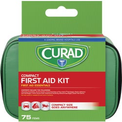 Item 602239, Kit contains essential Curad brand first aid items including latex-free 