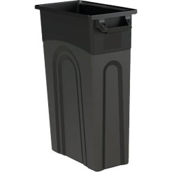 Item 602469, Highboy trash container is ideal for tight spaces.