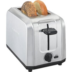 Item 602747, Brushed stainless steel toaster features: extra wide slots, automatic 