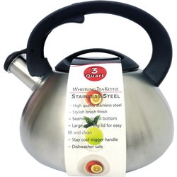 Item 602803, 3 Qt. high quality stainless steel tea kettle has a brushed finish.