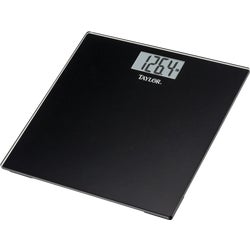 Item 602910, 11.8 In. square black back painted glass platform scale. 3.21 In. W. x 1.