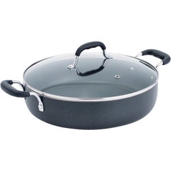 Item 603067, Everyday covered saute pan has ergonomic loop handles and a glass lid with 